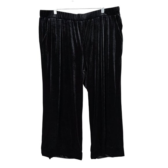 Womens Signature Collection Black Velvet Pull-On Pants Polyester Size 1X 18W-20W - Picture 1 of 10